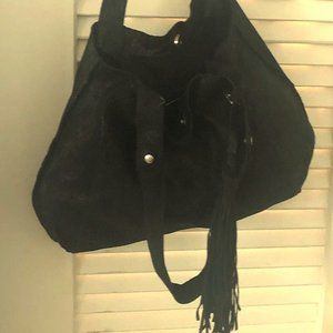 Banana Republic Black Sheen Hobo Bag